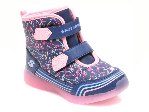 Ghete SKECHERS bleumarin, ILLUMI-BRIGHTS, din piele ecologica