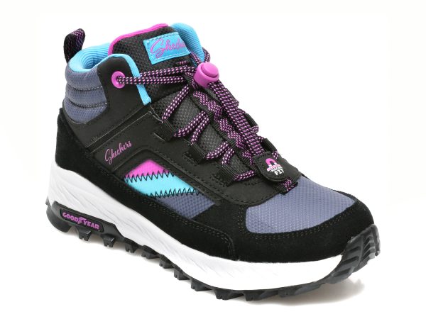 Ghete SKECHERS negre, FUSE TREAD, din piele ecologica