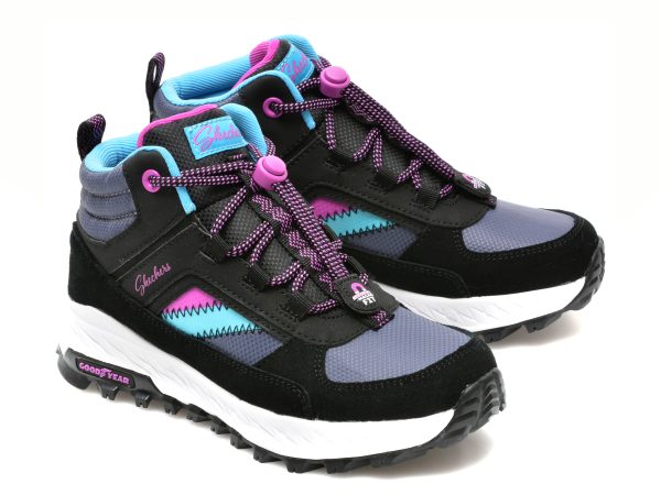 Ghete SKECHERS negre, FUSE TREAD, din piele ecologica