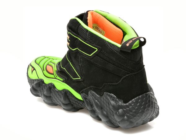 Ghete SKECHERS negre, SKECH-O-SAURUS LIGHTS, din piele ecologica