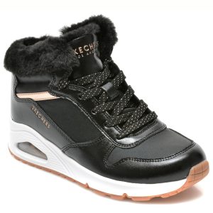Ghete SKECHERS negre, UNO, din piele ecologica