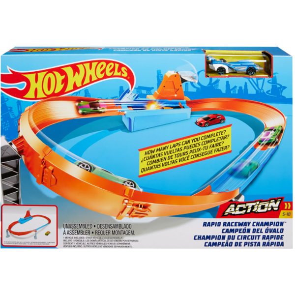 gjm75_1_.jpg Set de joaca Circuit cu obstacole Hot Wheels, Rapid Raceway Champion GJM75