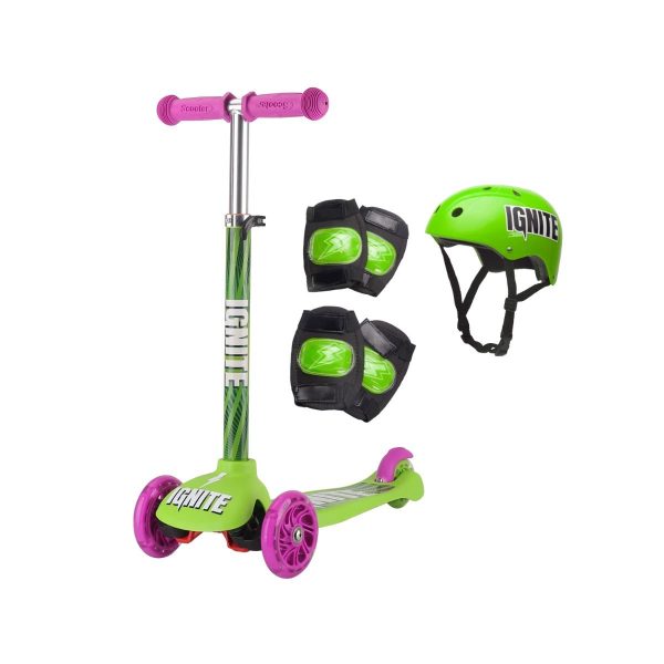 ign-com-gli-gre-bolt-logo-pads2_5060713490487_1_.jpg Trotineta cu 3 roti si echipament de protectie Ignite, Verde