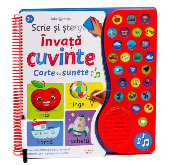Scrie si sterge. Invata cuvinte. Carte cu sunete (transport gratuit)