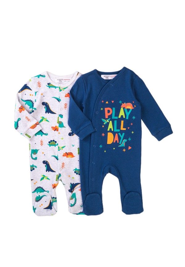 jurassic_11.jpg Set 2 salopete cu maneca lunga Minoti Baby, Jurassic, Play All Day