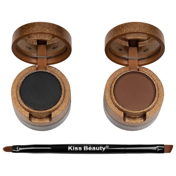 Kit sprancene 2 in 1, 2 eyelinere crema-gel, 2 pudre sprancene + pensula aplicare