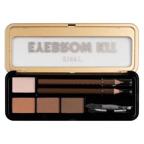 Kit Sprancene Mega Palette Brow Ushas #01 - Fard, creioane, penseta si pensula aplicare