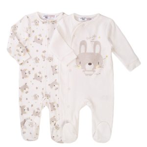 Set 2 salopete cu maneca lunga Minoti Baby, Little, Bunny and Bee