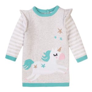 Rochie tricotata cu maneca lunga Minoti Baby, Magical, Unicorn