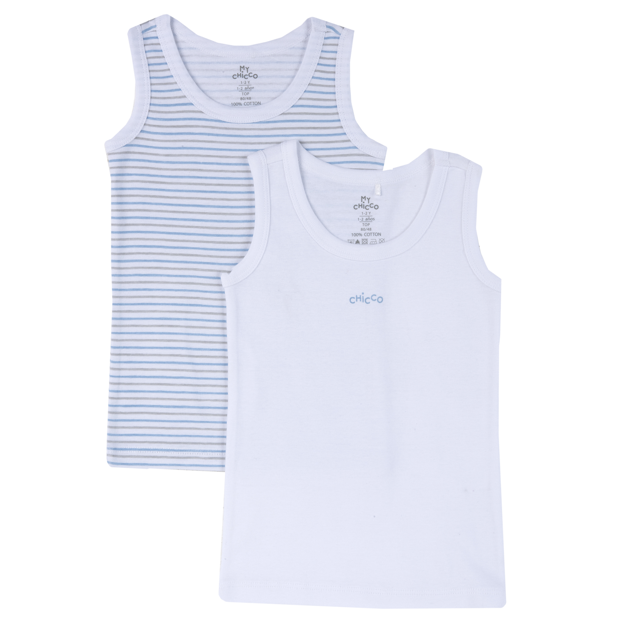 Maieu baieti Chicco, set 2 buc, alb cu bleu, 11495