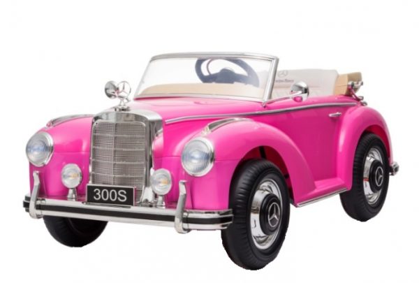 Masinuta electrica de epoca Mercedes 300S, 70W putere, 12V PREMIUM Roz