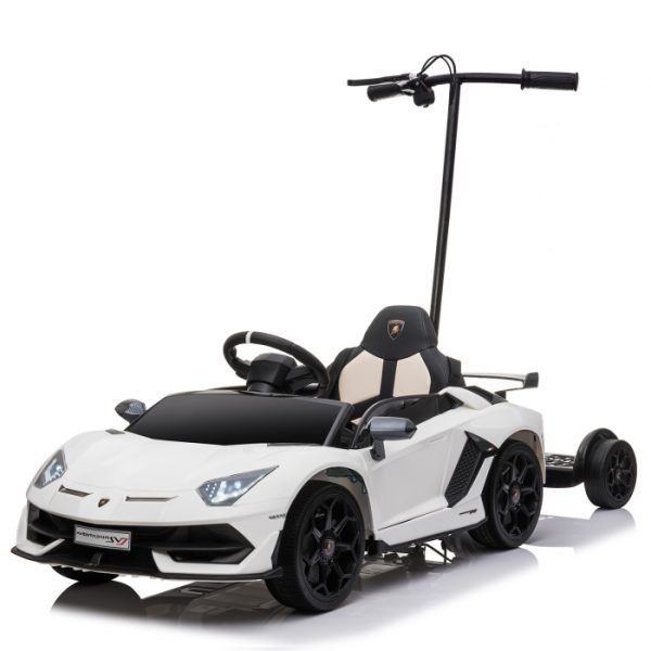 Masinuta electrica pentru copii Lamborghini Aventador SVJ, 70W, 12V, cu Hoverboard pentru parinti, Alba