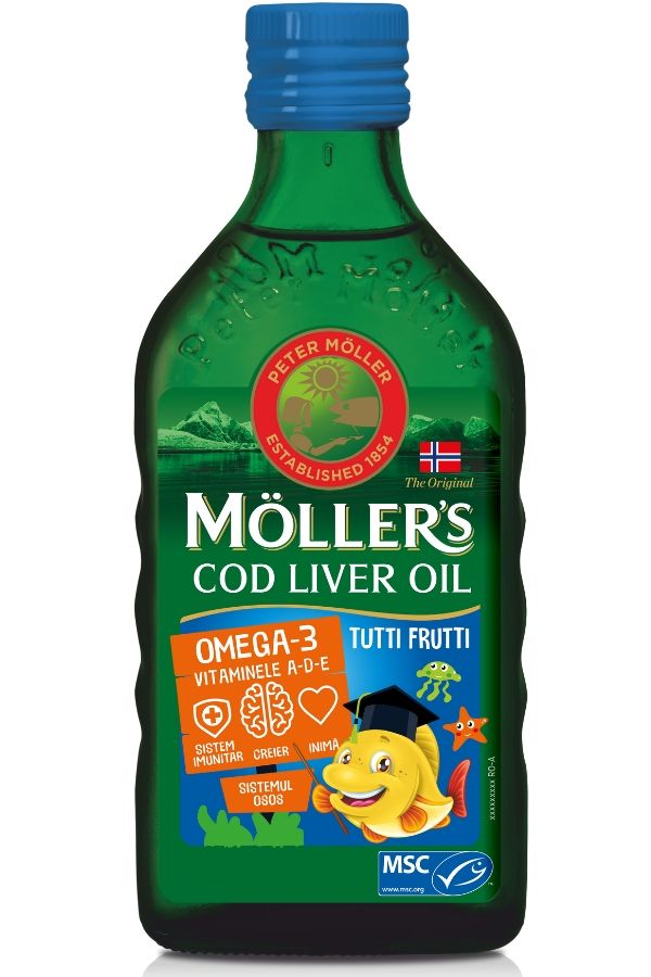 Moller’s Cod liver oil Omega-3 aroma tutti-frutti, 250 ml, Orkla Health