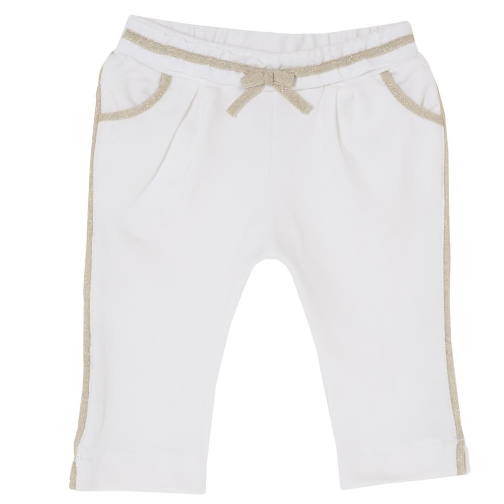 Pantalon lung stretch Chicco, fetite, alb cu auriu, 62