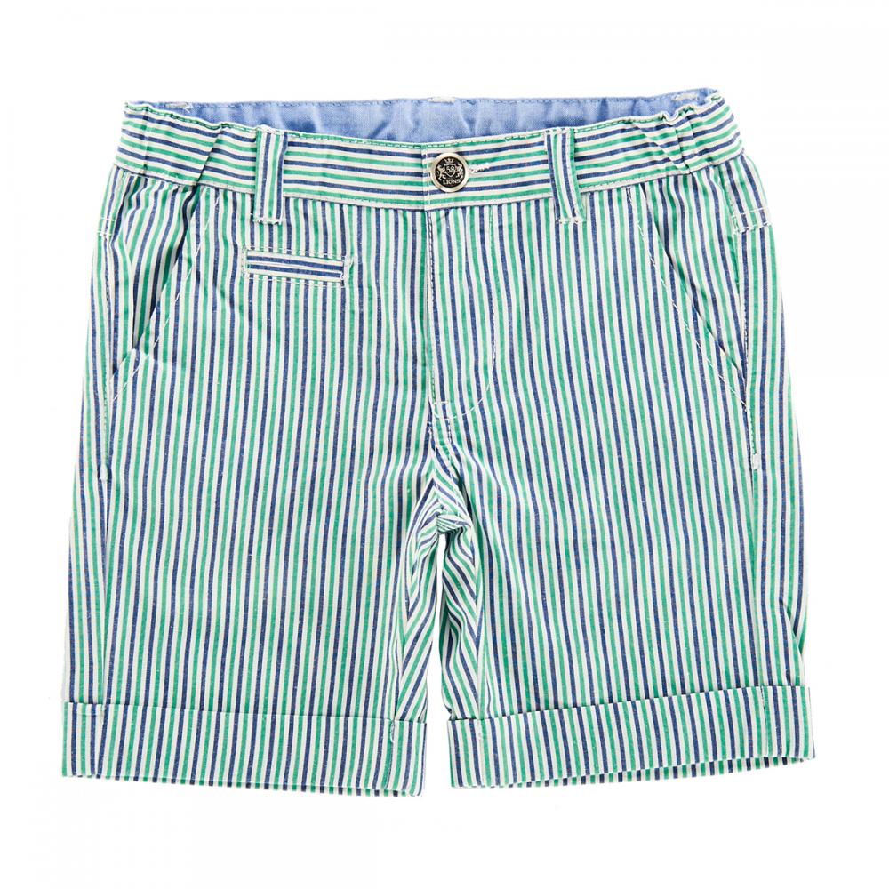 Pantalon scurt copii Chicco, alb cu dungi bleumarin si verzi, 52688