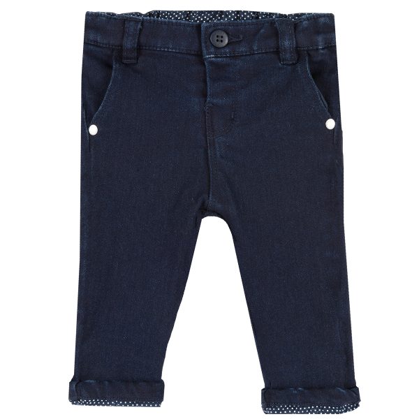 Pantalon lung copii Chicco, twill elastic, albastru, 94785