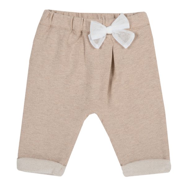 Pantalon lung copii Chicco, mansete si fundita, bej, 08292