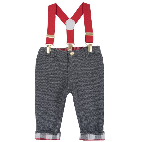 Pantalon lung copii Chicco, captuseala decorativa, gri, 08326
