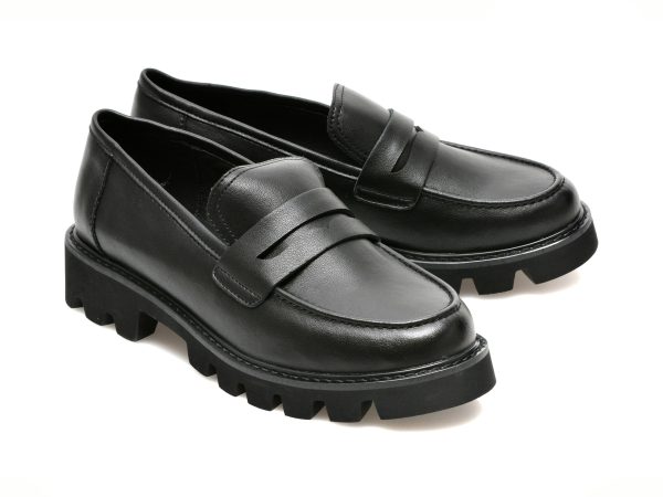 Pantofi EPICA negri, V690D12, din piele naturala