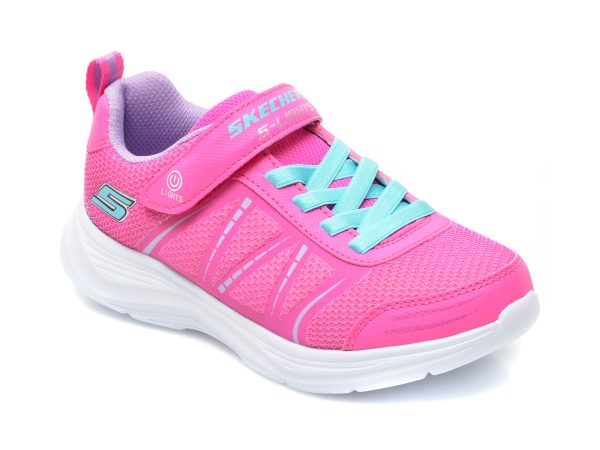 Pantofi SKECHERS roz, GLIMMER KICKS, din piele ecologica