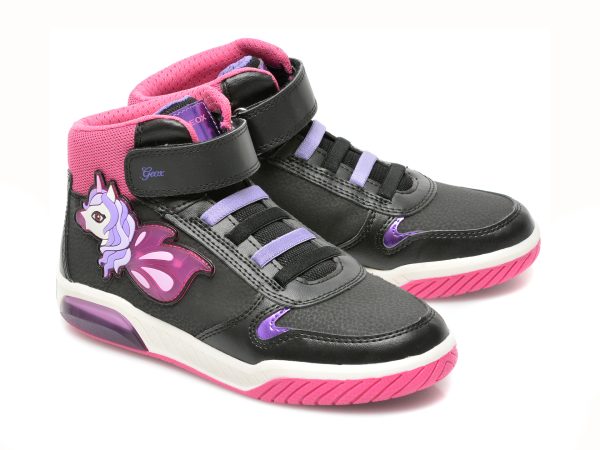 Pantofi sport GEOX negre, J16ASC, din piele ecologica