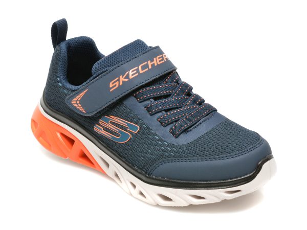 Pantofi sport SKECHERS bleumarin, GLIDE-STEP SPORT, din material textil si piele ecologica