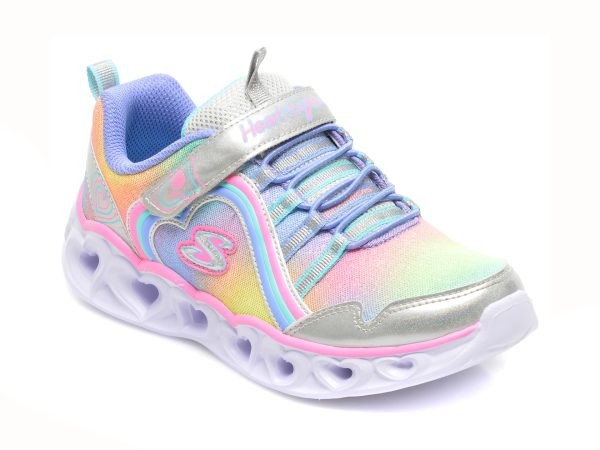Pantofi sport SKECHERS multicolori, HEART LIGHTS, din material textil si piele ecologica