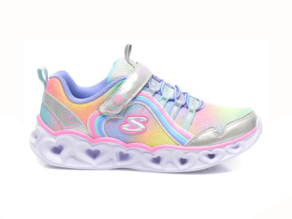Pantofi sport SKECHERS multicolori, HEART LIGHTS, din material textil si piele ecologica