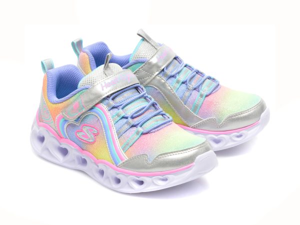 Pantofi sport SKECHERS multicolori, HEART LIGHTS, din material textil si piele ecologica