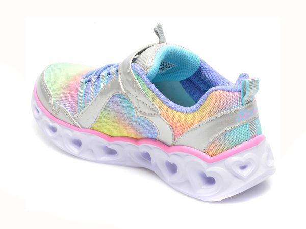 Pantofi sport SKECHERS multicolori, HEART LIGHTS, din material textil si piele ecologica