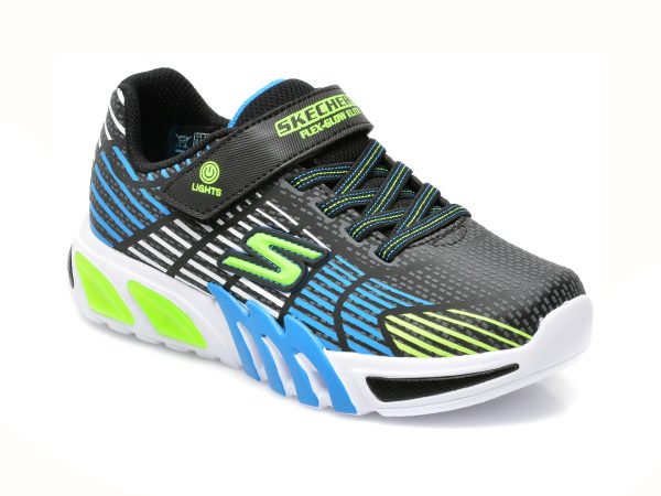 Pantofi sport SKECHERS negri, FLEX-GLOW ELITE, din piele ecologica