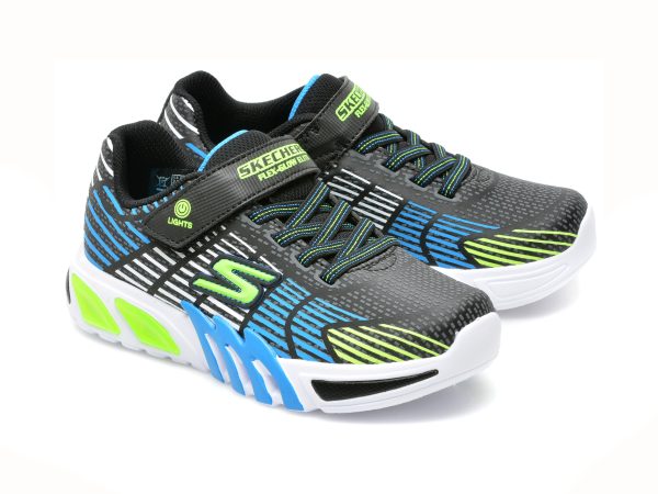 Pantofi sport SKECHERS negri, FLEX-GLOW ELITE, din piele ecologica