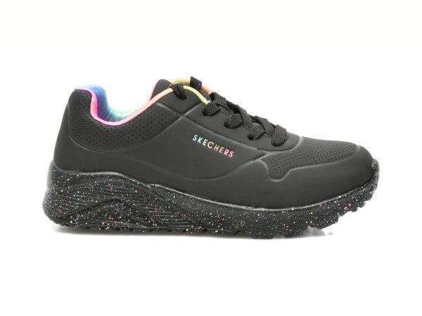 Pantofi sport SKECHERS negri, UNO LITE, din piele ecologica