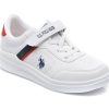 Pantofi sport US POLO ASSN albi, BERKELEY JR, din piele ecologica
