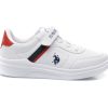 Pantofi sport US POLO ASSN albi, BERKELEY JR, din piele ecologica