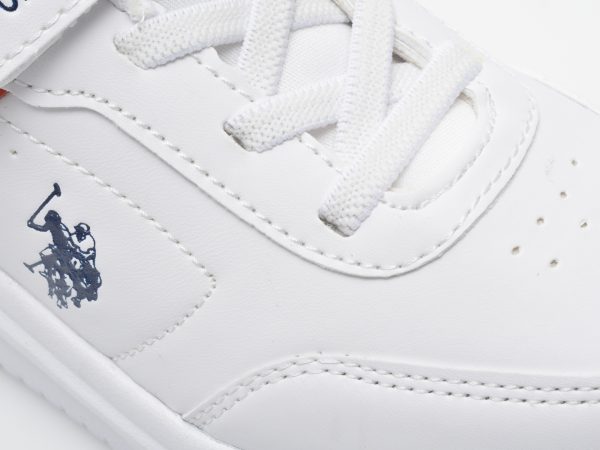 Pantofi sport US POLO ASSN albi, BERKELEY JR, din piele ecologica