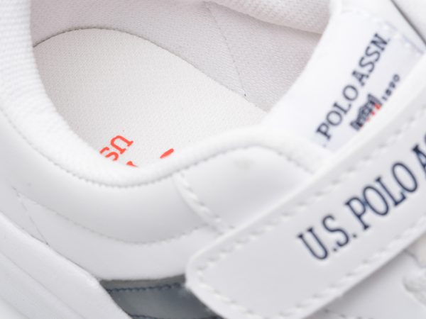 Pantofi sport US POLO ASSN albi, BERKELEY JR, din piele ecologica
