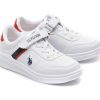 Pantofi sport US POLO ASSN albi, BERKELEY JR, din piele ecologica