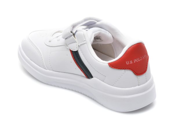 Pantofi sport US POLO ASSN albi, BERKELEY JR, din piele ecologica