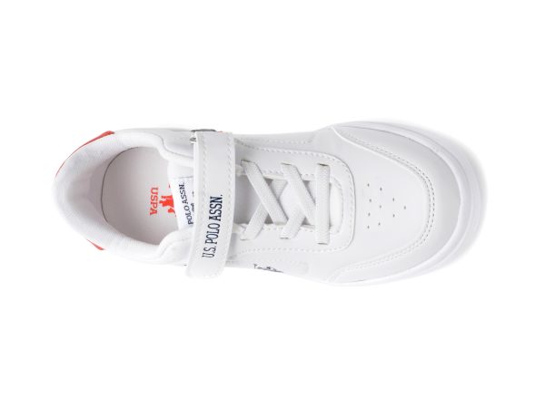 Pantofi sport US POLO ASSN albi, BERKELEY JR, din piele ecologica