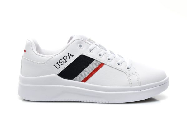 Pantofi sport US POLO ASSN albi, CAMEL WMN, din piele ecologica