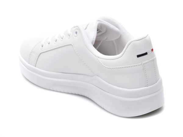 Pantofi sport US POLO ASSN albi, CAMEL WMN, din piele ecologica