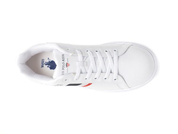 Pantofi sport US POLO ASSN albi, CAMEL WMN, din piele ecologica