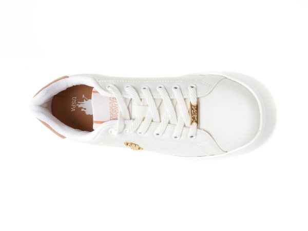 Pantofi sport US POLO ASSN albi, EXTRA, din piele ecologica