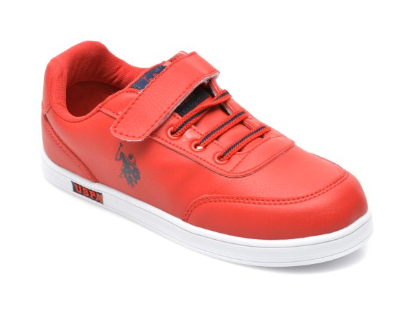 Pantofi sport US POLO ASSN rosii, CAMERON WT, din piele ecologica