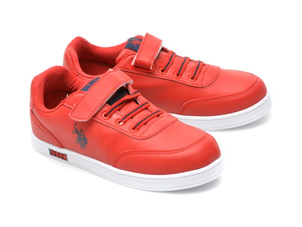 Pantofi sport US POLO ASSN rosii, CAMERON WT, din piele ecologica