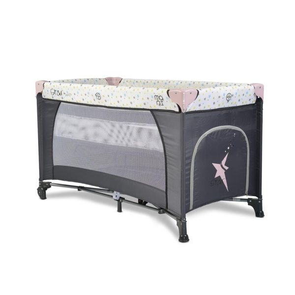 Patut pliabil cu doua niveluri Moni Star Duo Pink