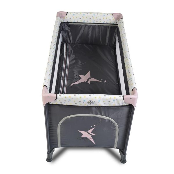 Patut pliabil cu doua niveluri Moni Star Duo Pink