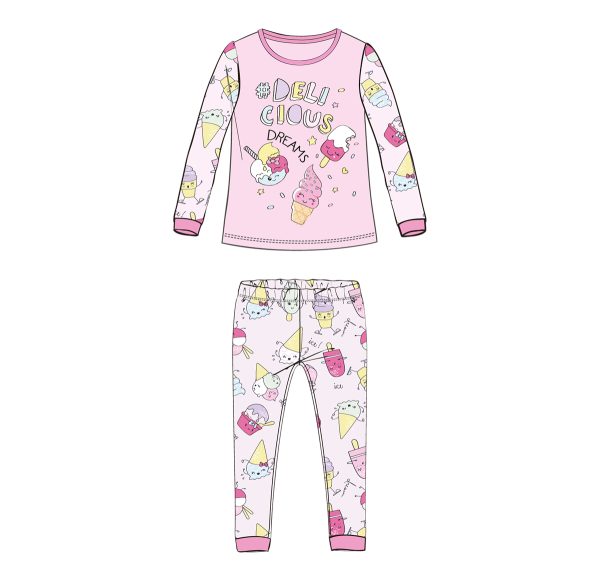 Pijama copii Chicco, alb cu roz, 31348
