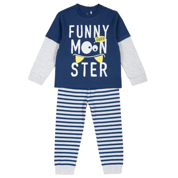 Pijama copii Chicco, maneca lunga, albastru, 31278